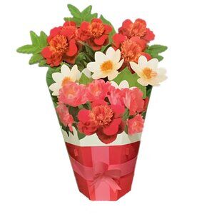 Pop Up Birthday Card w/ Music & Lights – 12” Flower Bouquet (Narcissus & Peony)